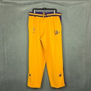 Vintage Nike LA Lakers Basketball Warm Up Pants Mens Size XXL Yellow Baggy Fit